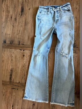 Judy Blue Light Blue Distressed Flare Jeans